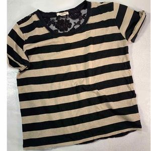 Women’s striped back mesh blouse